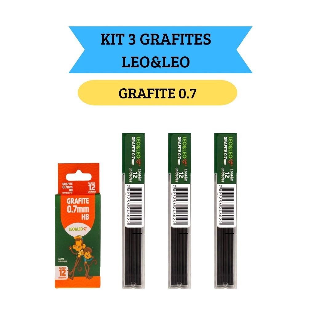 Kit 3 Grafites para Lapiseira Mina De Grafite 0.7mm Leo&Leo em Oferta na Shopee