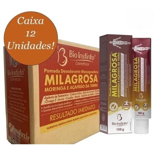 Kit c/ 12 Pomada Massageadora Milagrosa Bio Instinto – 150g em Oferta na Shopee