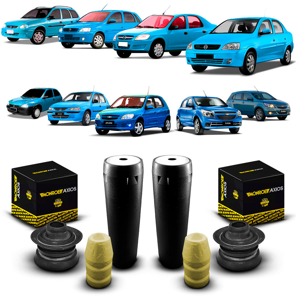 Par Kit Coxim Suporte Batedor Batente Coifa Guarda Pó Amortecedor Traseiro Chevrolet Agile Celta Corsa Classic Prisma