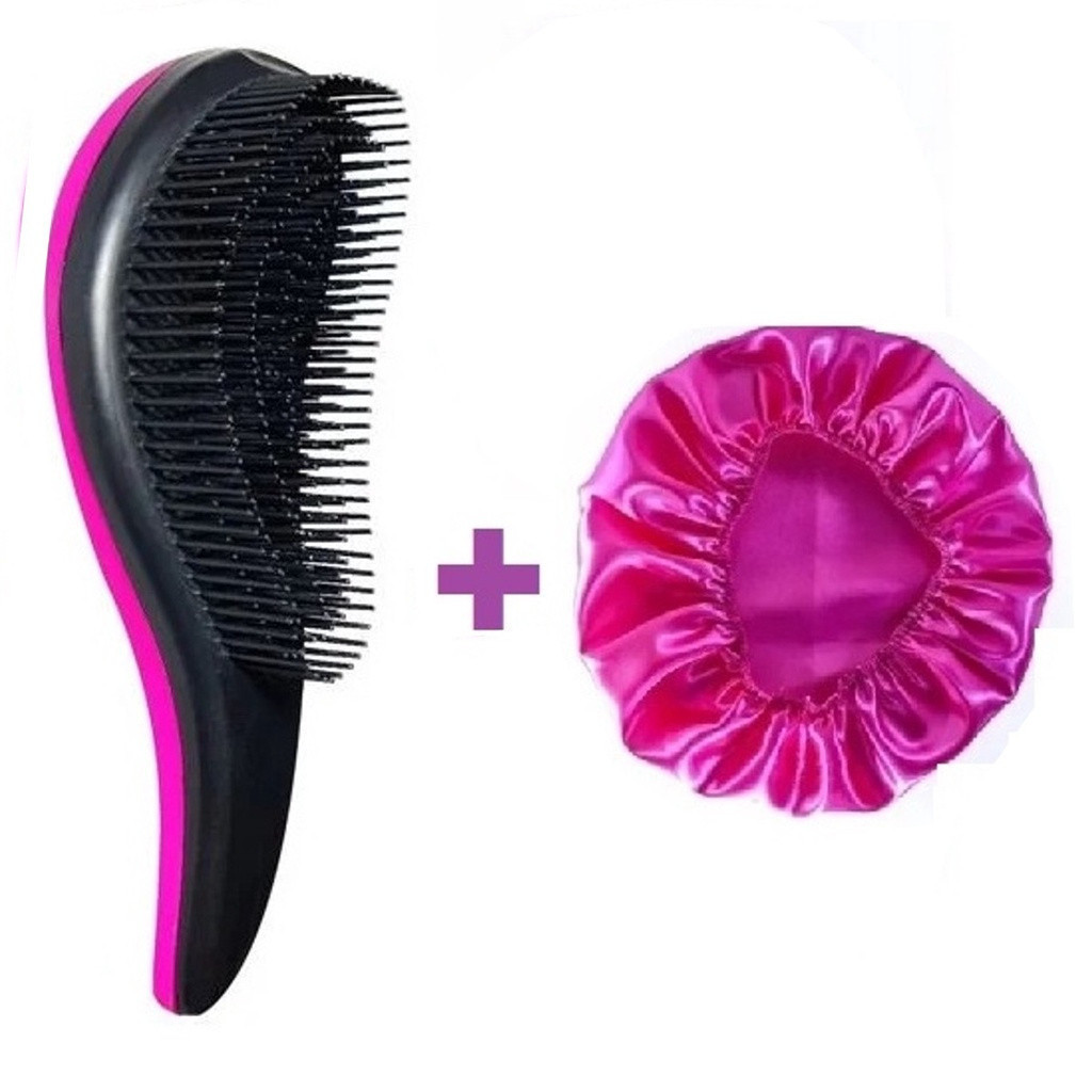 Imagem Kit 1 Escova Mágica + 1 Touca de Cetim Cuidados com o Cabelo