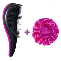 Kit 1 Escova Mágica + 1 Touca de Cetim Cuidados com o Cabelo