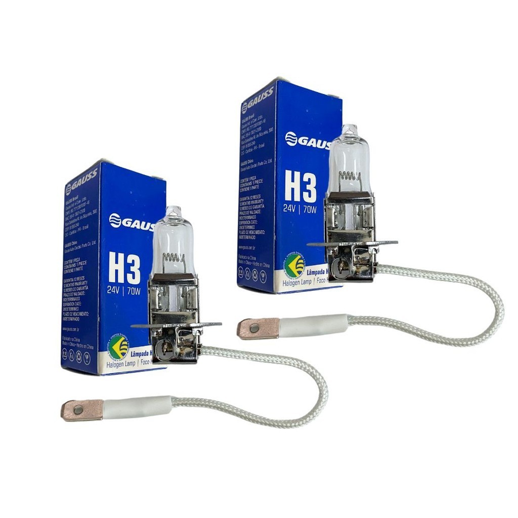 Par Lampadas H3 70W 24V Halogena Gauss GL45H3 Inmetro em Oferta na Shopee