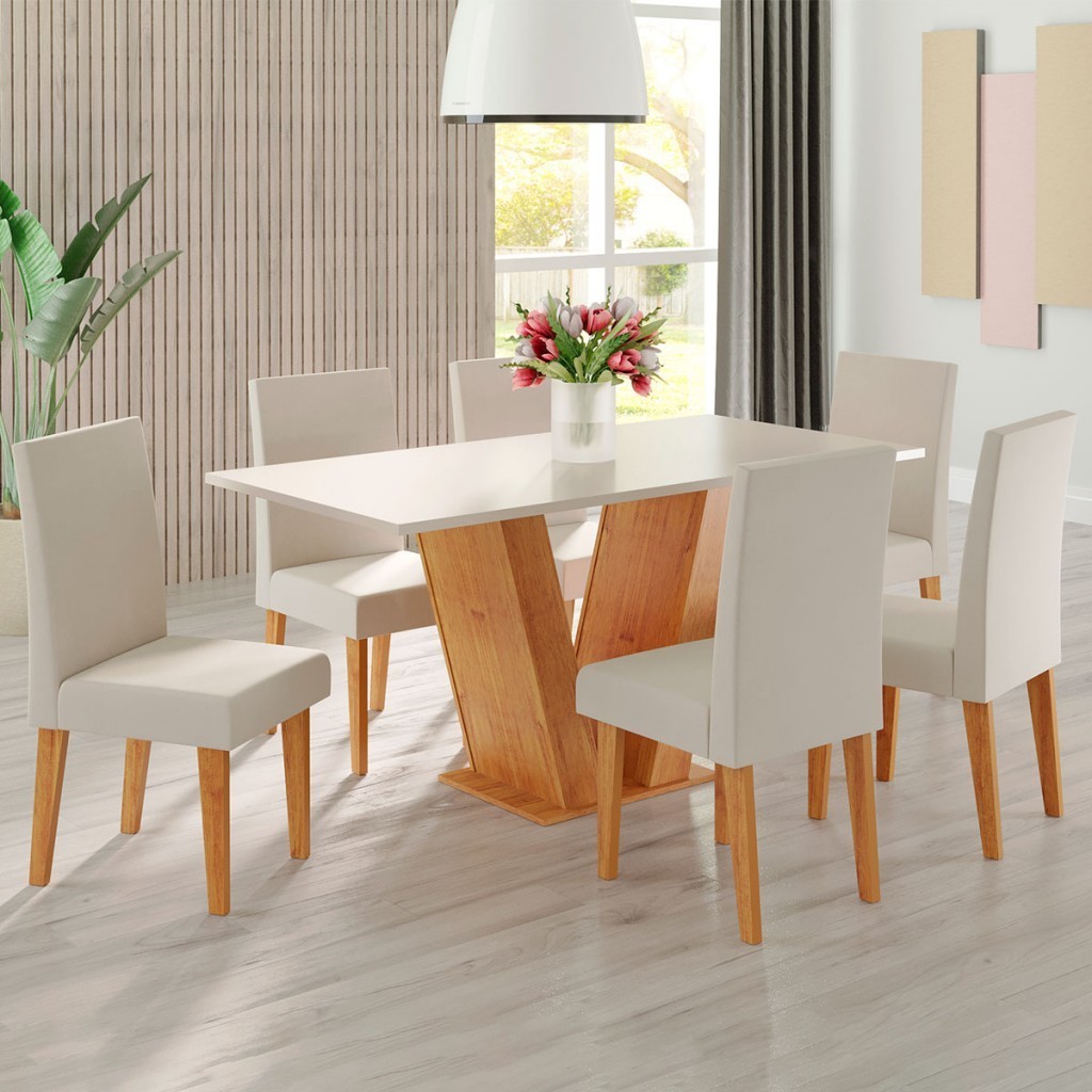 Mesa de Jantar 6 Lugares Felicity em Oferta na Shopee