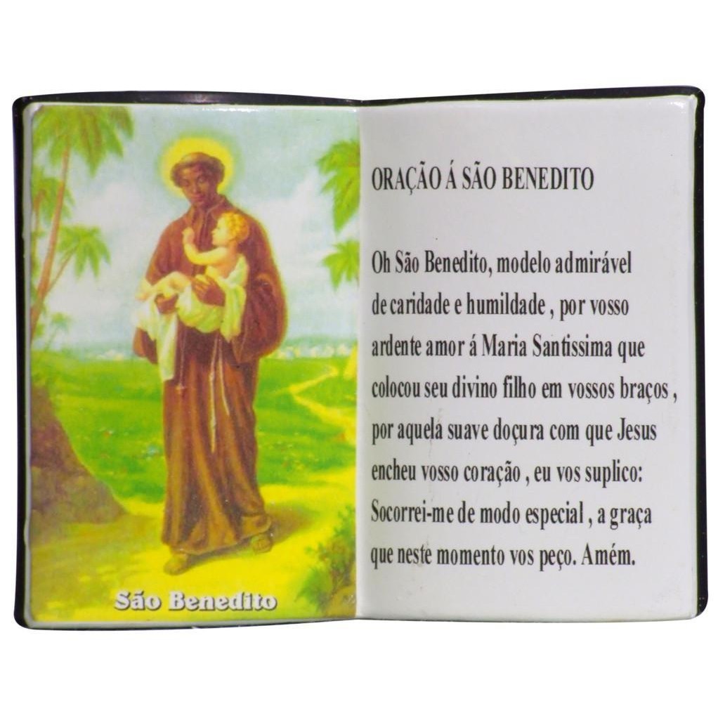 Enfeite Decorativo Em Resina São Benedito Livro