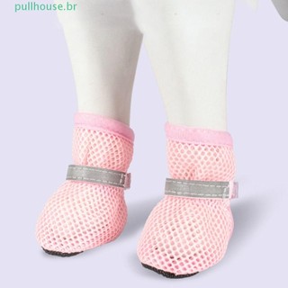 PULLHOUSE 4 Unidades/Conjunto Sapatos De Rede Para Cães , Refletivos De Malha Resistentes Ao Desgaste Respiráveis Ocos