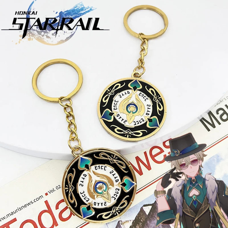 Jogo Honkai Star Rail Aventurine Cosplay Chaveiro Unisex Bushi Coin Pendant Porta-Chaves De Liga Anéis Acessório