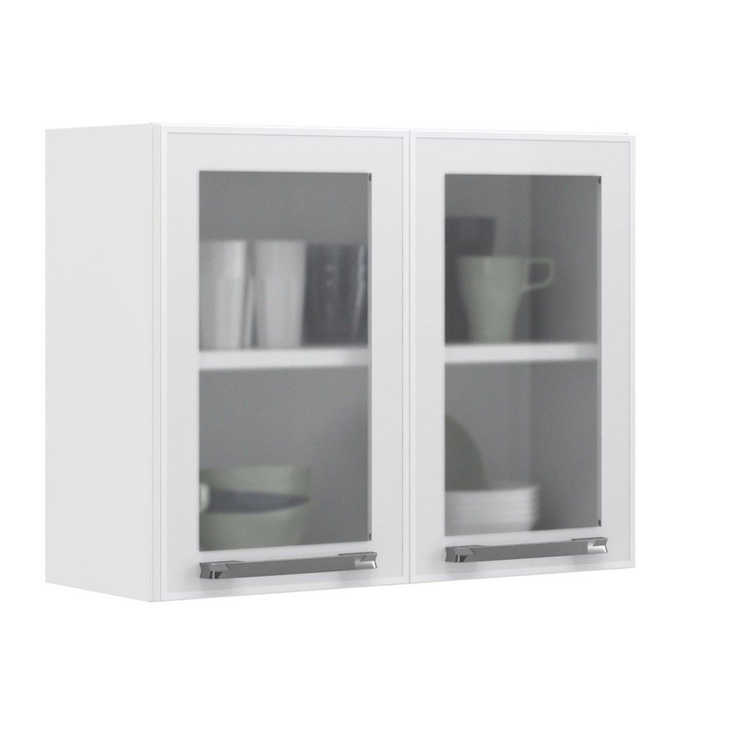 Armário em Aço 70cm 2 Portas de Vidro Florença Itatiaia Branco - Home & Living