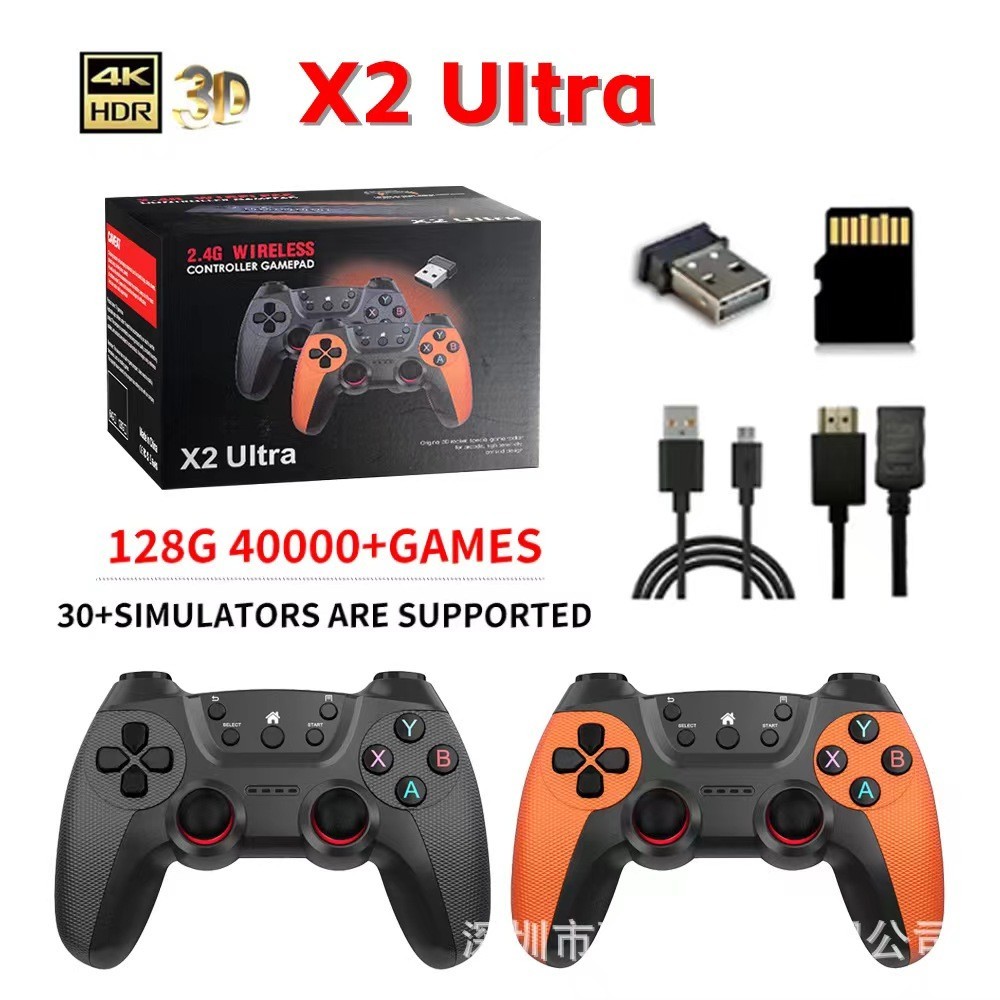 X2 Ultra Game Stick 4K Retro Consoles De Jogos Família TV Videogame 128G 40000 + Para Psp/Ps1