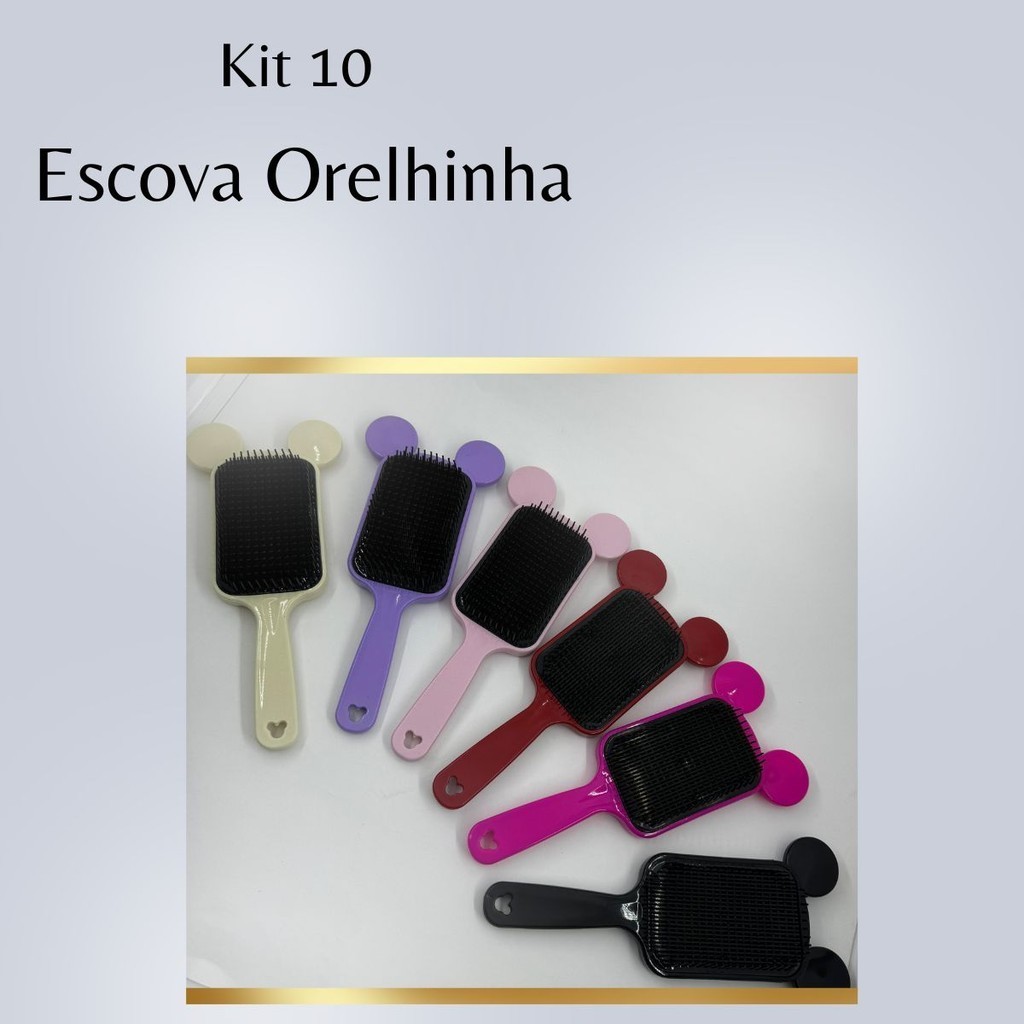 Kit 10 Escova Flex Orelhinha | Escova Para Cabelo | Cuidados Com Cabelo | Beleza