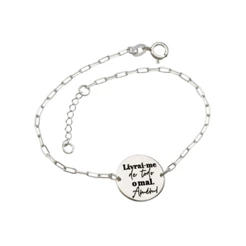 Pulseira Feminina de Prata 925 Livrai-me de todo o mal. Amém!