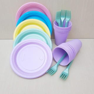 Kit Descartáveis Candy Colors 150 Itens Para 50 Pessoas