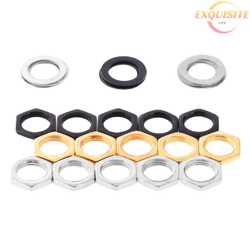 [EL] 5 Peças De Entrada De Saída De Guitarra Elétrica , Porcas , Arruelas , Juntas , Peça Nova em Oferta na Shopee