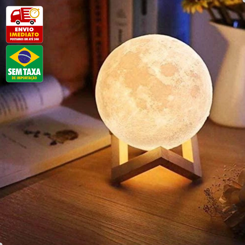 Luminária Mini Lua Cheia Abajur Decoração LED com Alto Relevo e Base para Decoração Sem Fio em Oferta na Shopee