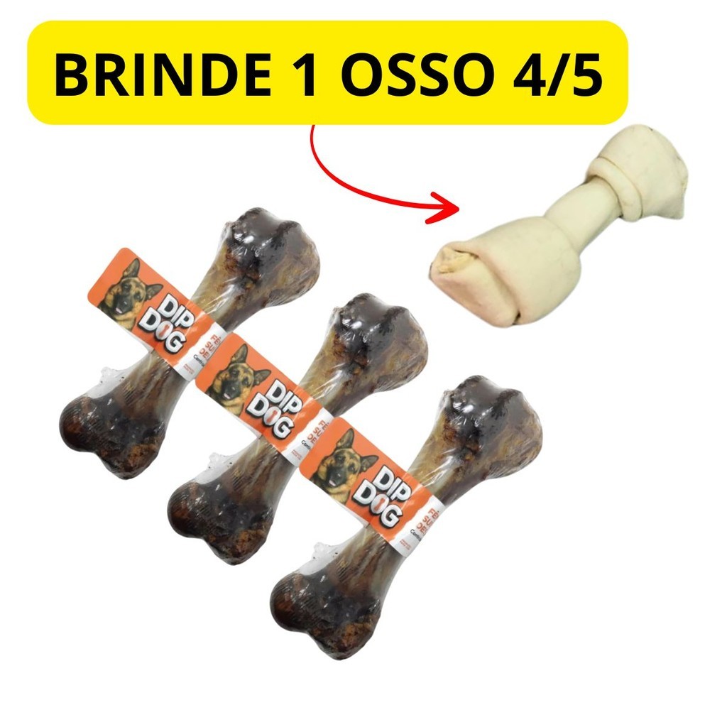 Kit 3 Petisco Osso Fêmur Suíno Desidratado Natural Pet Cão Para Cachorro + Brinde 1 osso 4/5