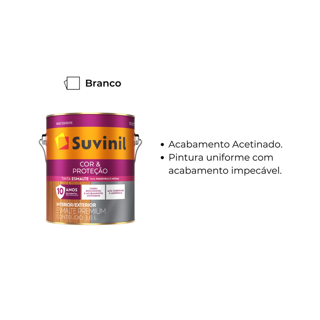Tinta Esmalte Cor & Proteção Acetinado Várias Cores 3,6L Suvinil · foto 2