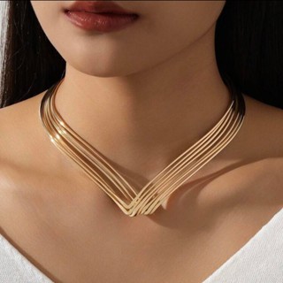 Kit Choker Aro V e Brinco Liso Moda Casual Moderno Ouro Prata em Oferta na Shopee
