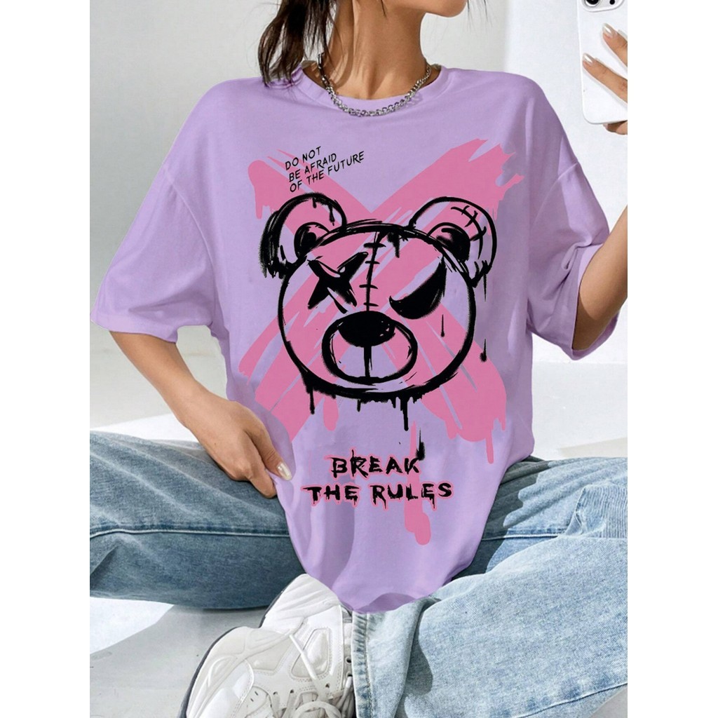 Camiseta T-shirt Feminina Oversized Blogueira Moda Fashion Alternativo Aesthetic Streetwear Longline