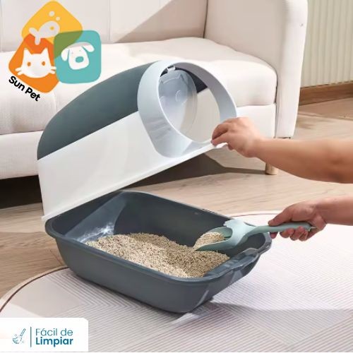 Caixa de Areia Fechada para Gato Banheiro Sanitário Oval Grande c/ Pá Higiênica