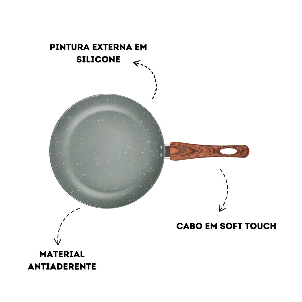 Detalhes do Frigideira Wok Antiaderente Induction Pro Ceramic-Flon Garden N.24 1,8L 24cm MTA Panela 8540