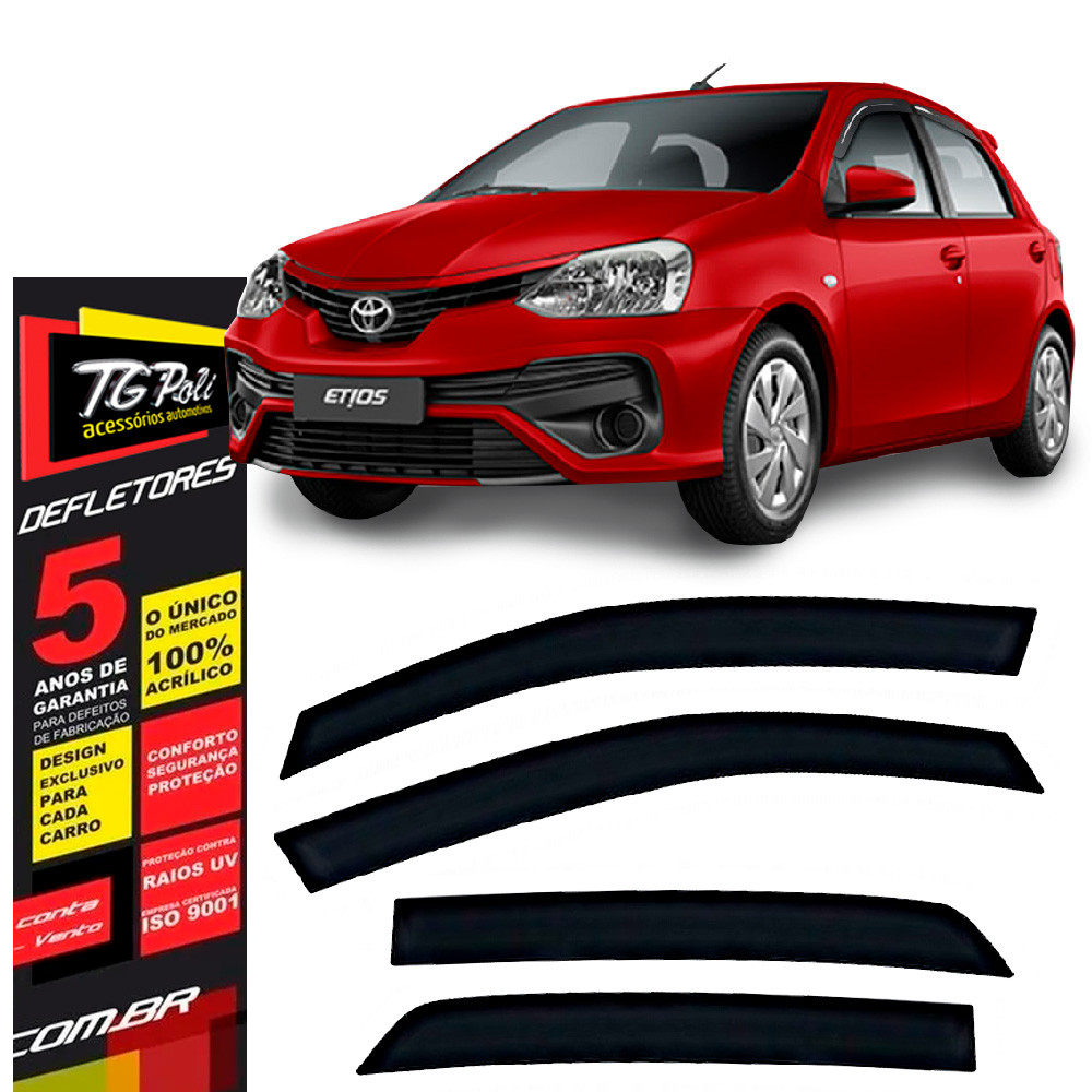 Calha de Chuva Toyota Etios 2012 a 2021 TG Poli Defletor 4 portas Protetor Janelas Fumê em Oferta na Shopee