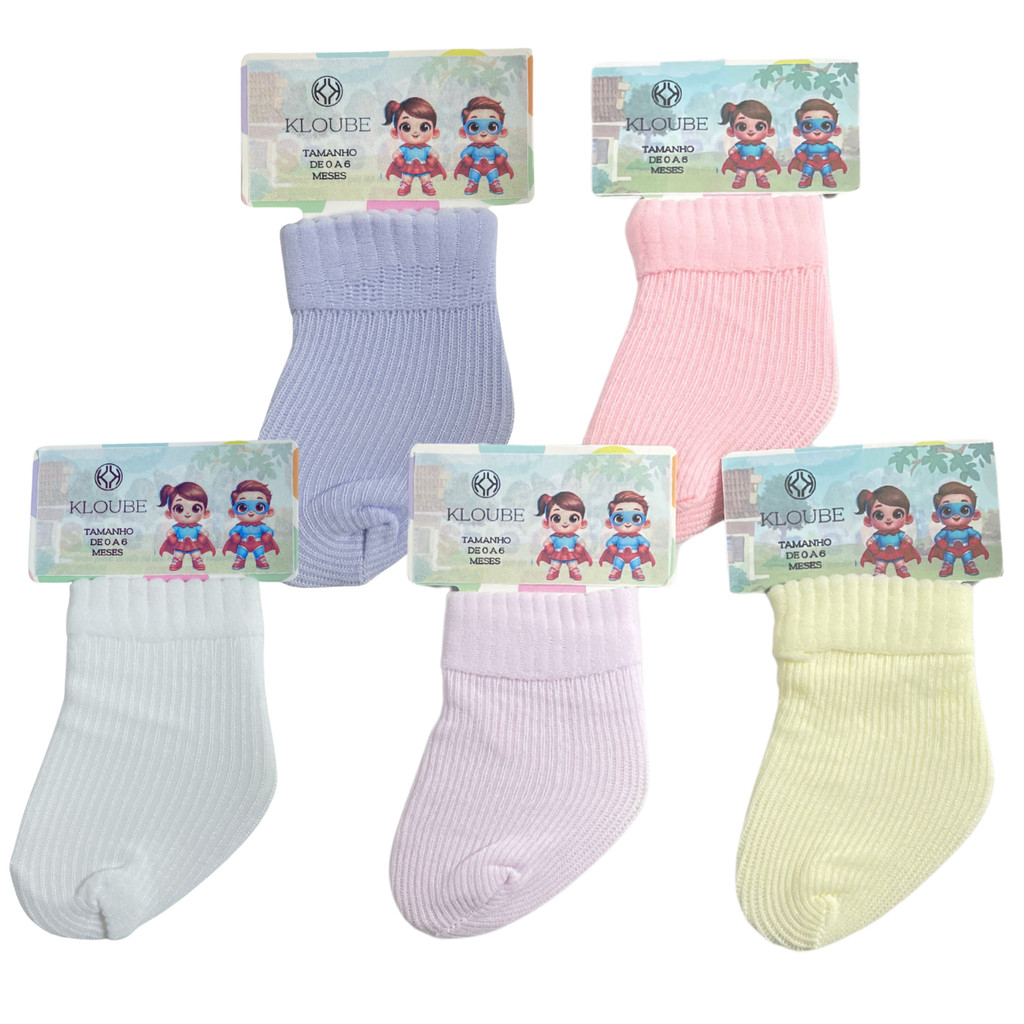 Kit 6 e 12 Pares de Meias Meia Bebe RN Recém Nascido Saída de maternidade de 0 a 10 meses Enxoval em Oferta na Shopee