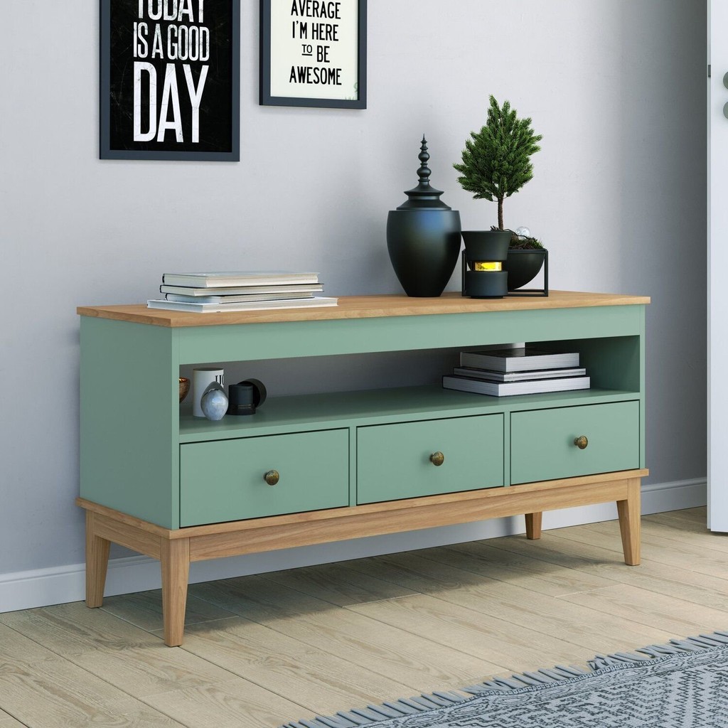 Rack - Colonial 1200cm X 600cm X 410cm 3 Gavetas Mel/Oliva em Oferta na Shopee