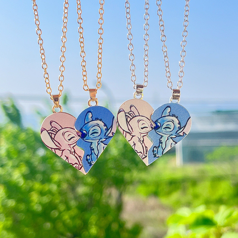 Colar de casal interestelar bebê desenho animado ponto anjo amor costura magnética colar chaveiro