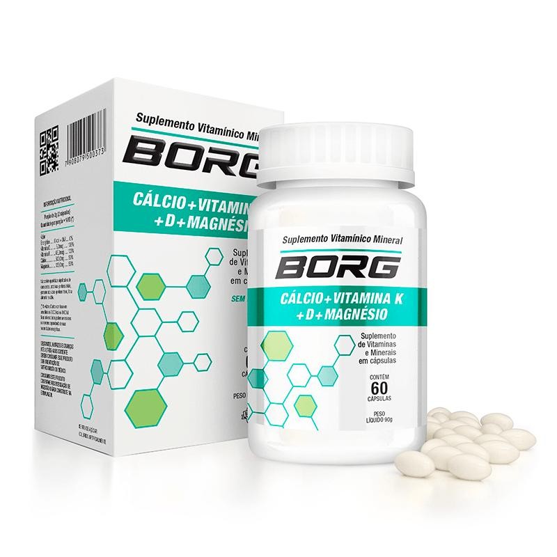 Suplemento Alimentar Borg Cálcio + Vitamina K + D + Magnésio 60 Cápsulas em Oferta na Shopee