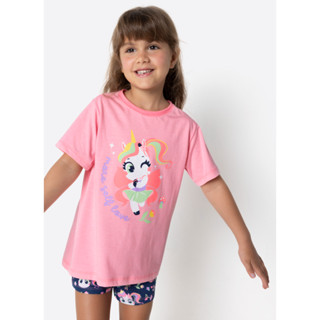 Pijama Manga Curta Menina Unicórnio Encantado - Puket em Oferta na Shopee