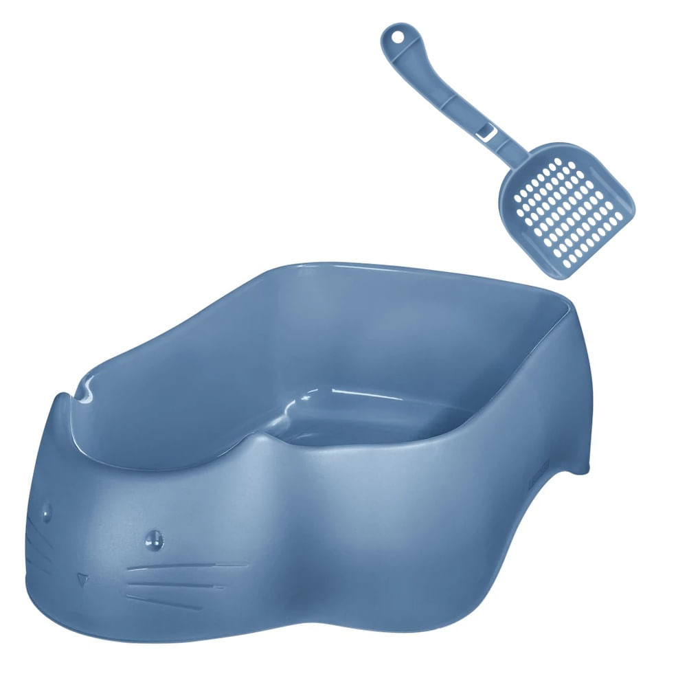 Kit Bandeja e Pá Higiênica para Gato Azul Pet Sanremo - Pets