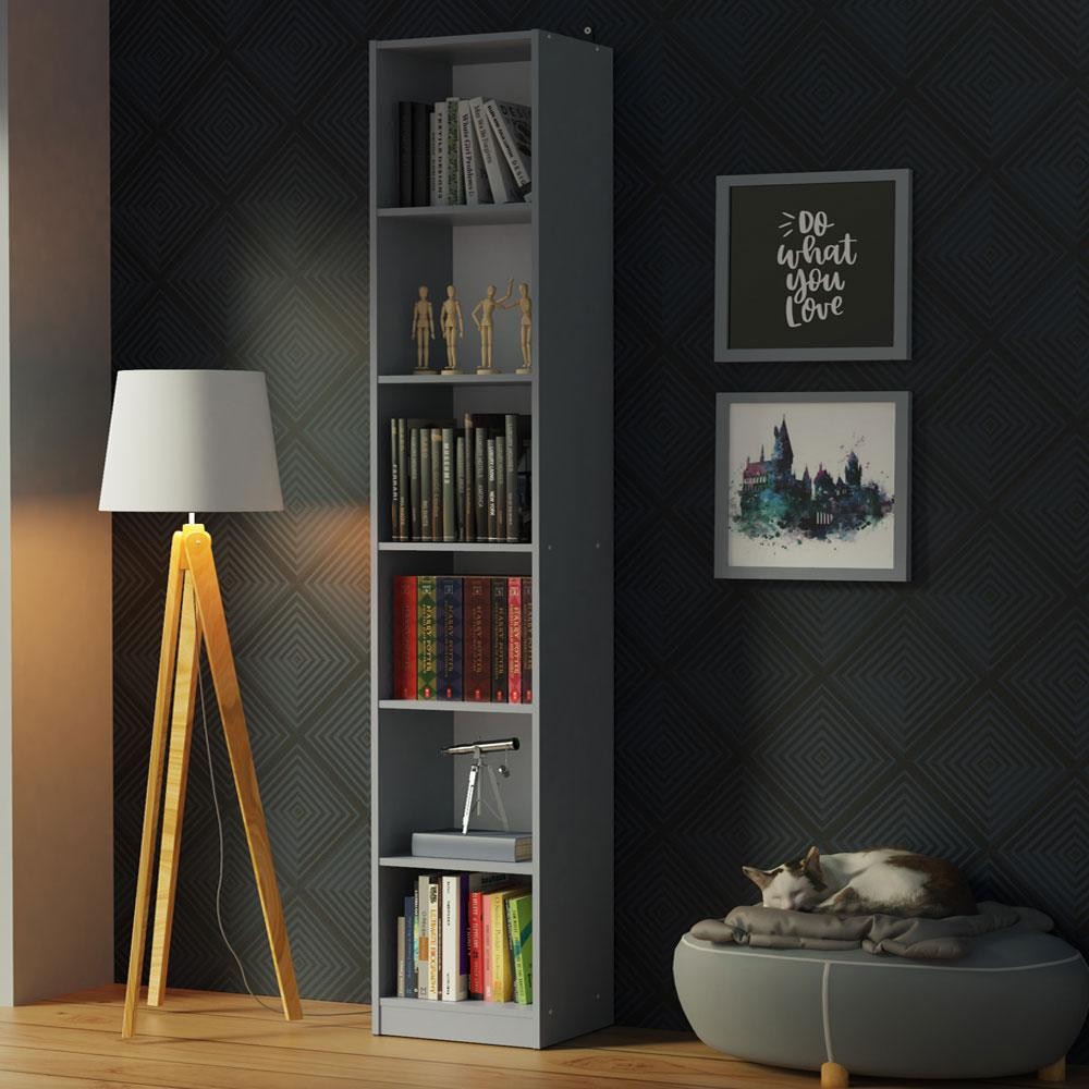Estante Livreiro com 6 Nichos Cinza 6906 Madesa XP - Home & Living