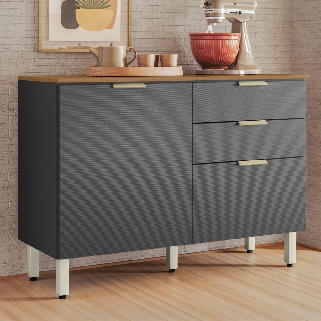 Balcão Cozinha Alba 2 Portas 2 Gavetas - Demóbile em Oferta na Shopee