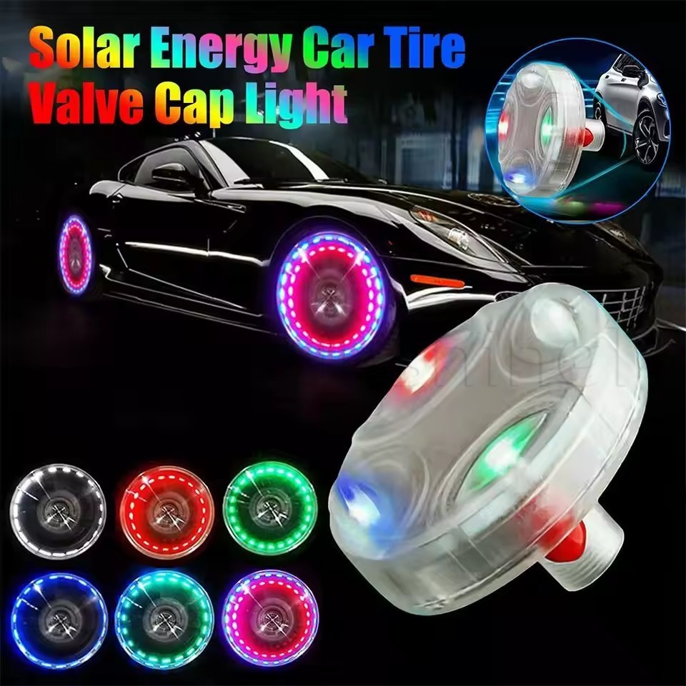 Luz Colorida Da Válvula Do Pneu Carro-Lâmpada Luminosa Cubo Roda Automática-De Flash LED De Energia Solar Decorativa-Ace