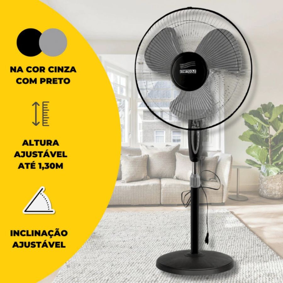 VENTILADOR 14MM PEDESTRAL/COLUNA 130CM 127V CINZA 3 VELOCIDADES