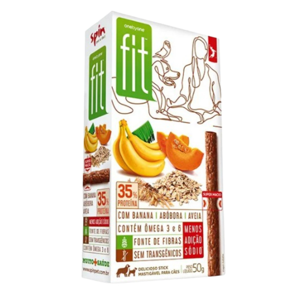 Petisco Cães Spin Pet Stick Fit 50g Morango Manga Banana Maçã Pera Pêssego
