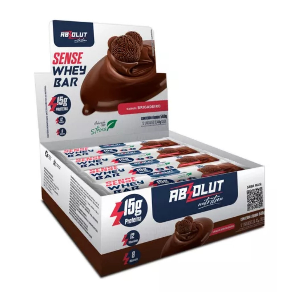 Barrinha Sense Whey Bar Caixa Com 12un 540g Absolut Nutrition Brigadeiro em Oferta na Shopee