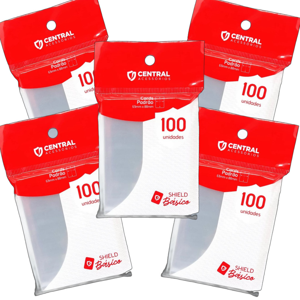 Kit 500 Sleeves Central Shield Básico Transparente Cards Cartas Pokemon
