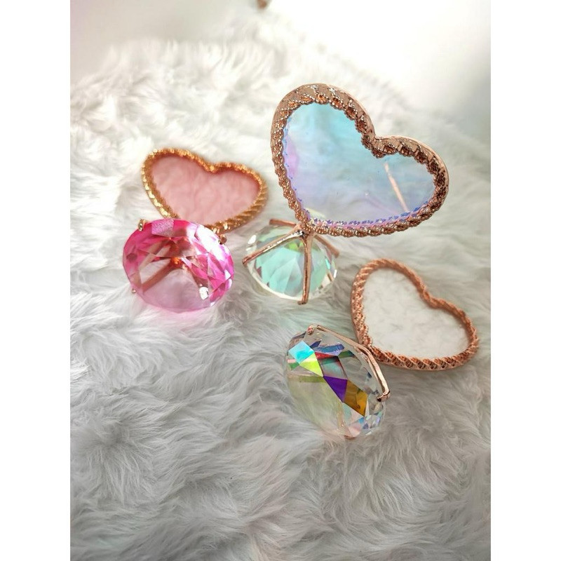 Anel com Diamante Decorativo p/ Foto - Helen Color - Formato Coração, Concha, Flor e Redondo . Og em Oferta na Shopee