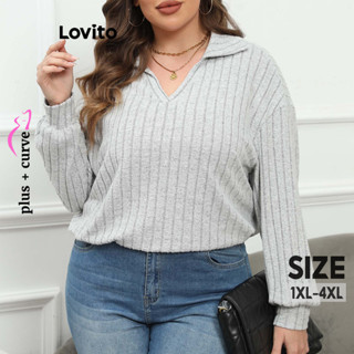 Lovito Camiseta Básica Lisa Casual Plus Size Curva Para Mulheres LNL50063