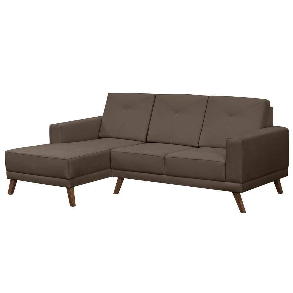 Sofá 3 Lugares com Chaise Direito Capricho Suede D05 Marrom - Mpozenato