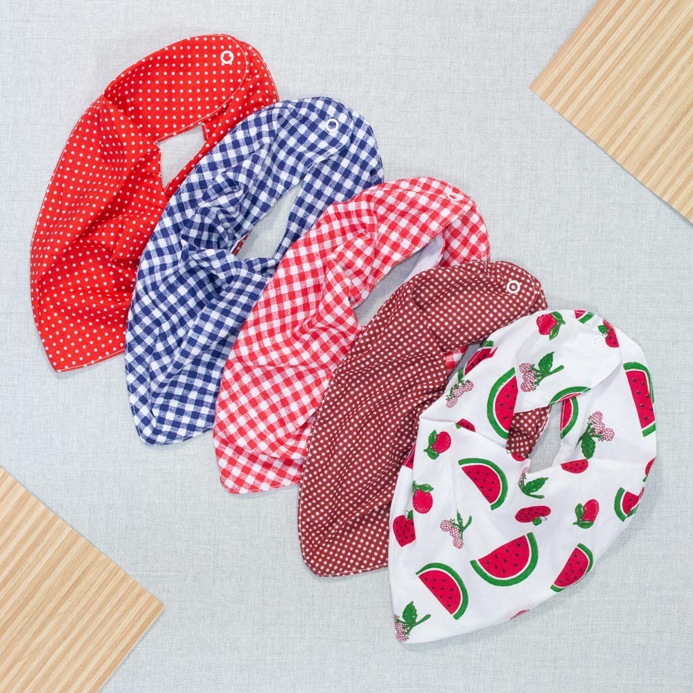 Babador Bandana para Bebê Estampa Xadrez Unissex