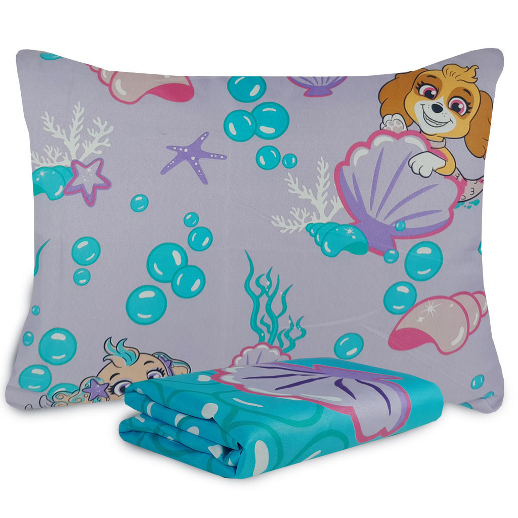 Jogo de Cama Infantil Patrulha Canina Menina Microfibra Solteiro Estampado 1,40 m x 2,20 m