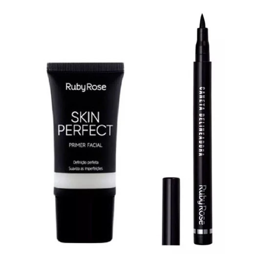 Kit Primer Facial Ruby Rose Skin Perfect HB8086 + Caneta Delineadora Professional Ruby Rose Hb090