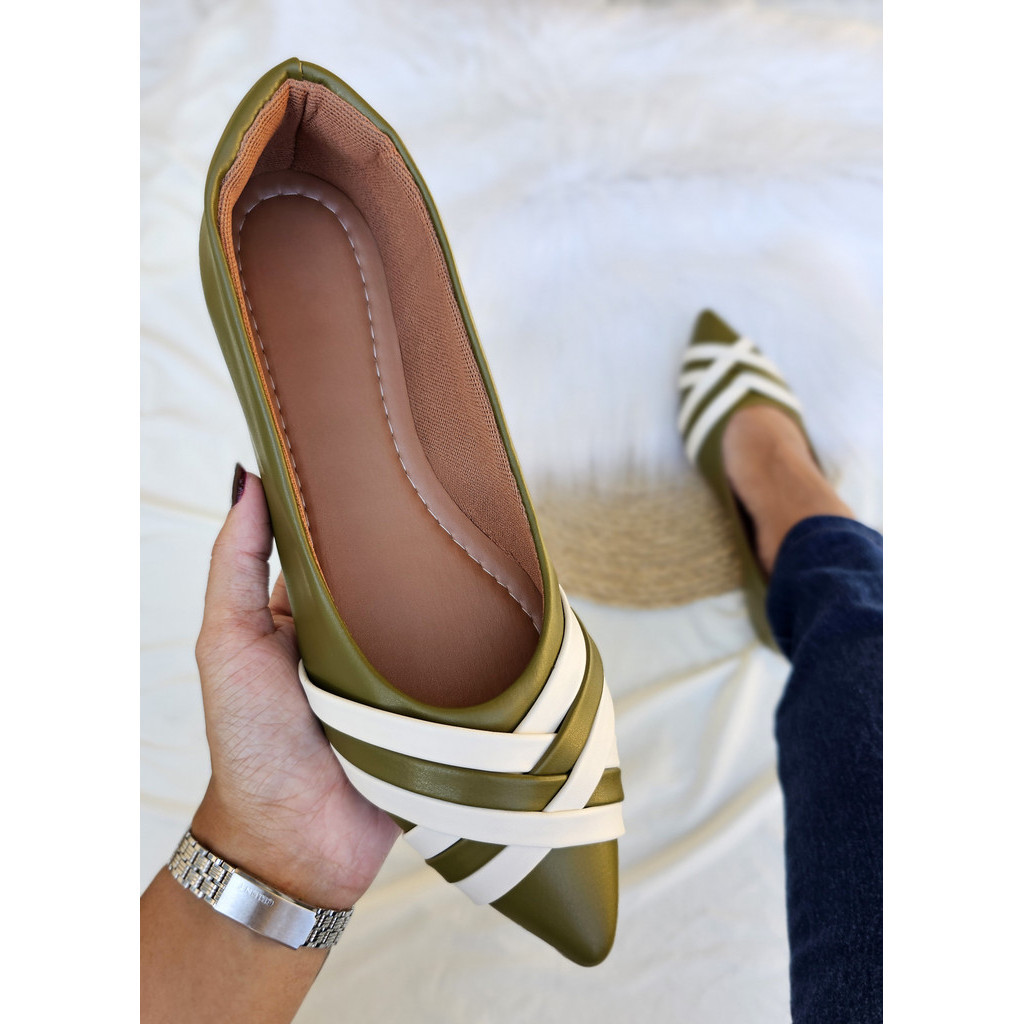 Sapatilha Bico Fino Feminina Rasteirinha Confortável Casual Macia Elegante Moda em Oferta na Shopee