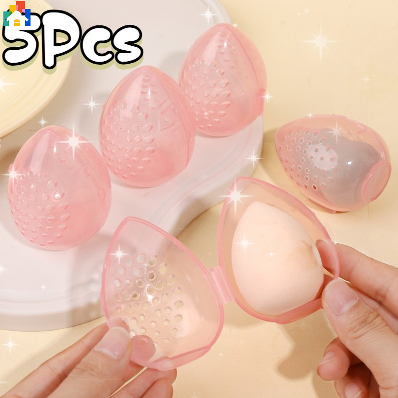 3/5Pcs Estojo De Maquiagem Multi-Furos À Prova De Umidade Esponja Transparente Organizador De Puff Cosmético
