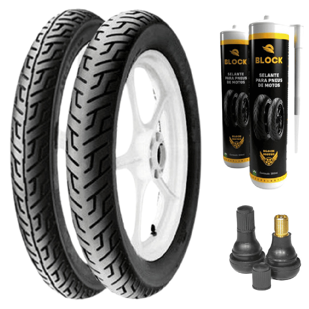 Par Pneu Cbx 200 Strada 100/90-18 + 275-18 Mt65 Pirelli + Selantes + Bicos