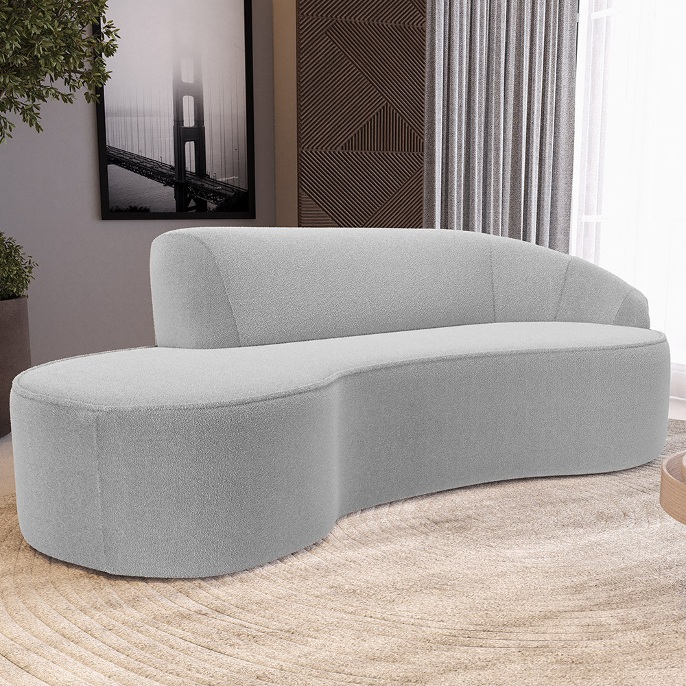 Sofá 3 Lugares Curvo Sala de Estar Living Firenze Direito D02 Bouclê Cinza 180 cm B-56 - Lyam em Oferta na Shopee