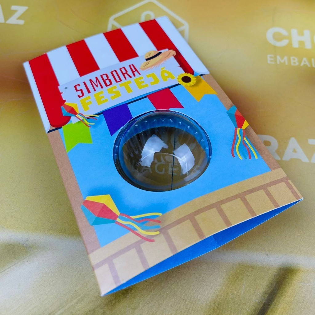 12 CARTAO C/ BLISTER (01 DOCE) SIMBORA FESTEJA 4965 FESTA JUNINA IDEIA (CHOCO)