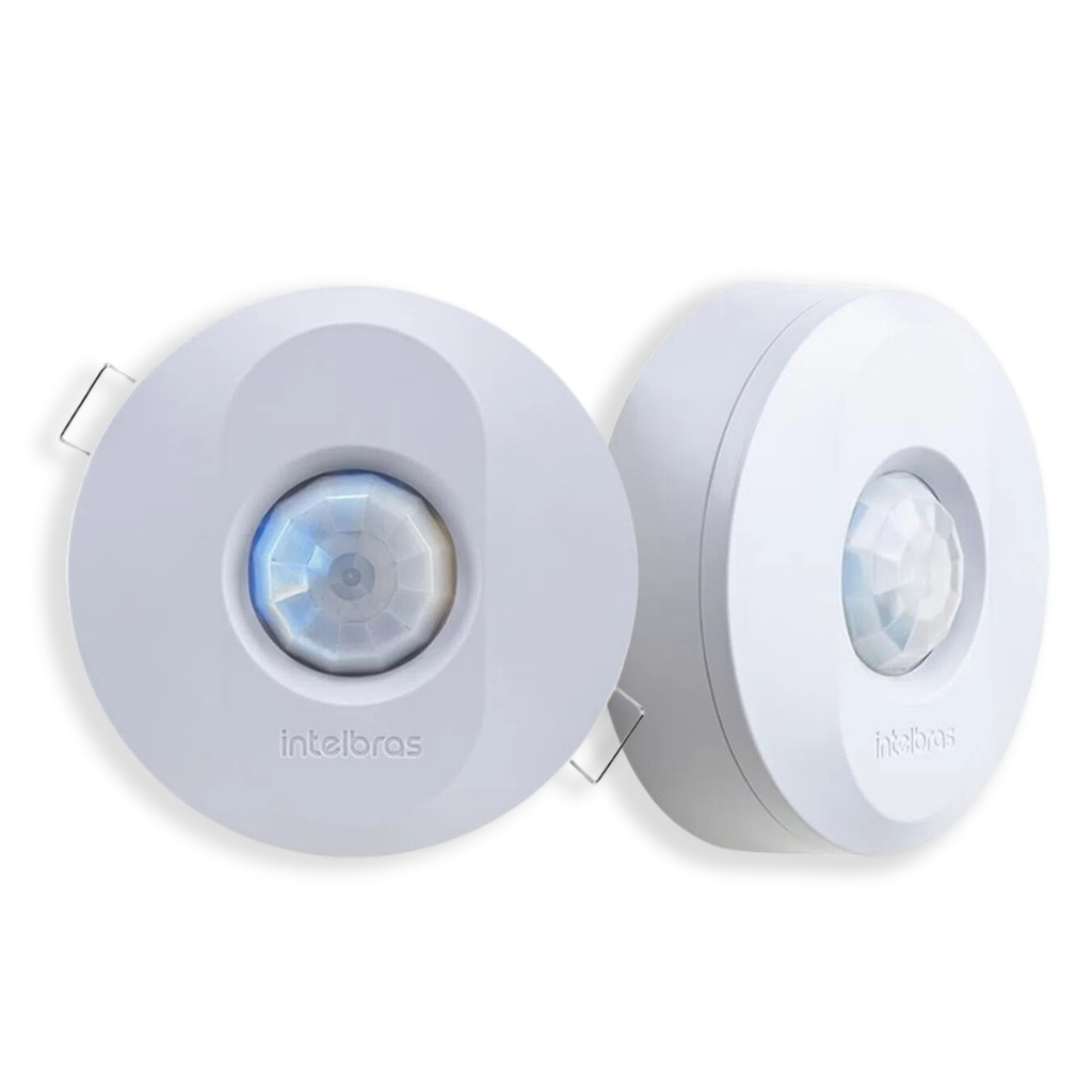 Interruptor Sensor De Presença Teto Iluminação Espi 360 Intelbras Branco Fotocélula Programada Interno Sobrepor Embutir