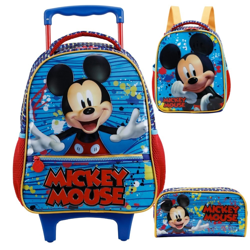 Kit Mochila Rodinhas Lancheira Estojo MICKEY Y Xeryus 11620